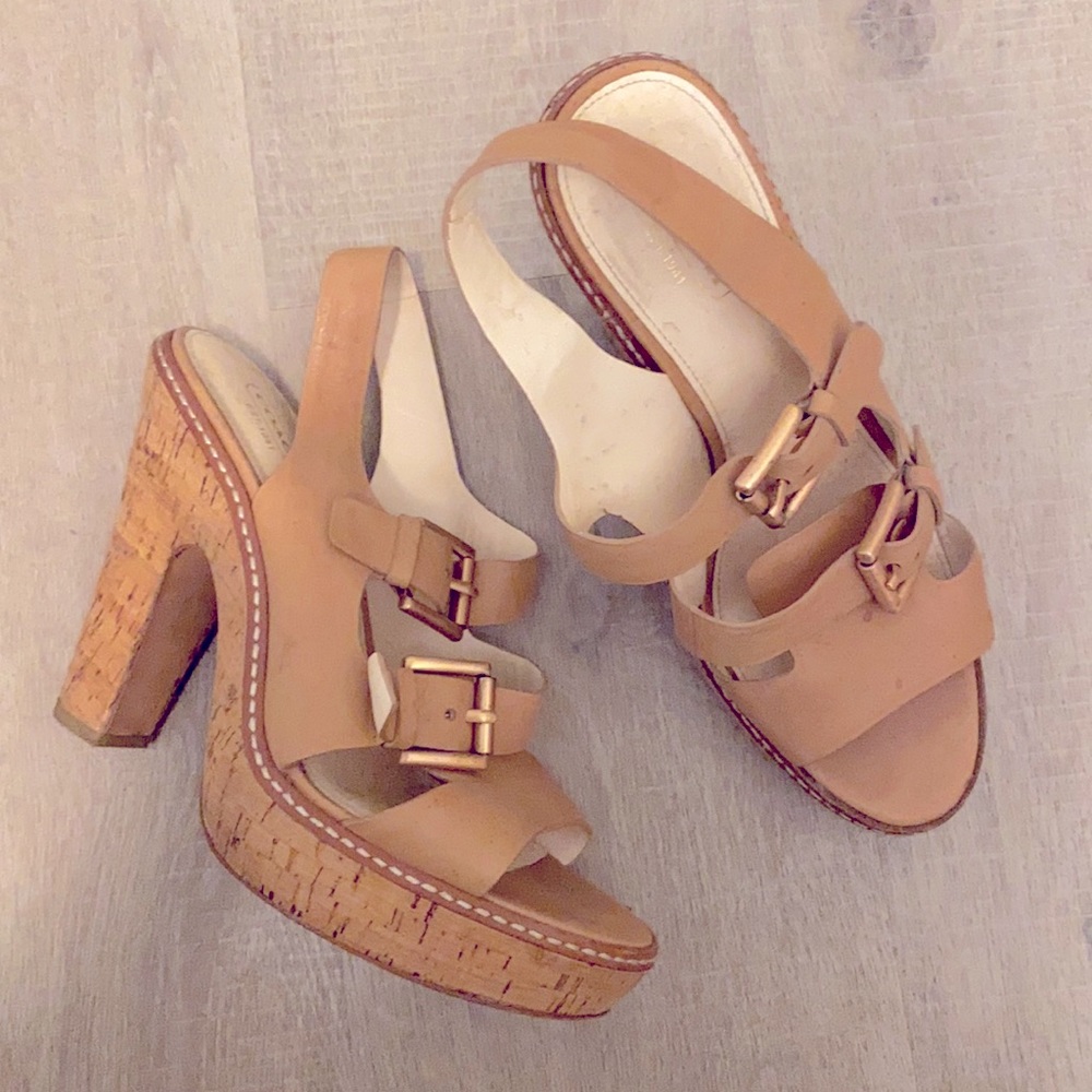 Coach cork block heel sandals
